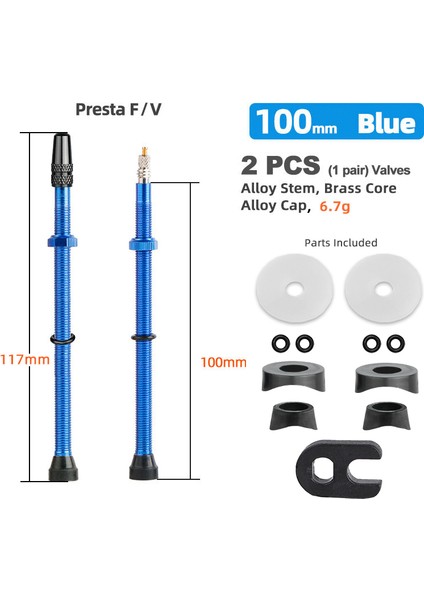 100 mm Alaşımlı Mavi B Stili Deemount 1 Çift Mtb Yol Bisikleti Tüp Yok Lastikler Için C Makineli Presta Valfi - Pirinç Çekirdek Seçenekli mm Pirinç Veya Alaşım (Yurt Dışından)
