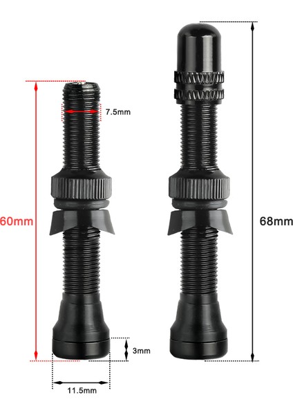 Av 60MM Siyah Stil Dağ Bisikleti Yol Bisikleti Tübülüs Jantlar Için Işlenmiş Eloksallı Uçlu Deemount Radyal Av Valf mm C (Yurt Dışından) fiyatları