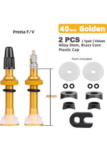 40MM Alaşım Altın B Stili Yol Tüpü Jant Için 1 Çift mm Presta Valf, Pirinç Gövde ile Kapağı ve Aracı Ile Birlikte (Yurt Dışından)