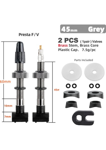 45MM Pirinç Gri B Stili Deemount 1 Çift mm C Işlenmiş Anodize Presta Valf Mtb Yol Bisikleti Tüp Yok Lastikler Pirinç Gövde Pirinç Çekirdek (Yurt Dışından)