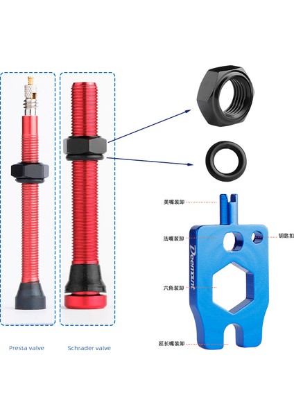 Schrader Set Stili Bisiklet Tüpüsüz Vana Mili Presta ve Schrader Vana Sıkma Somunu Bisiklet Vana Çekirdeği Çıkarma Aracı Anahtar (Yurt Dışından) fiyatları