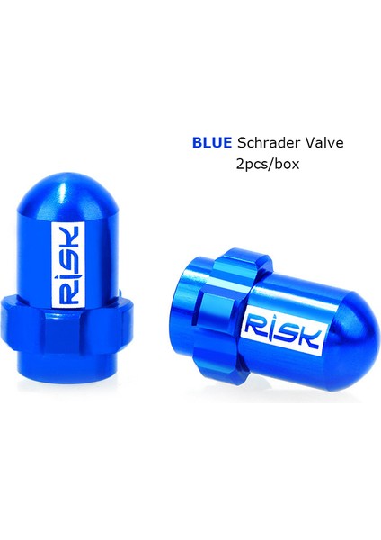 Schrader Valfi Mavi Stil 2 Adet Kutu Risk Hafif Alüminyum Alaşımlı Dağ Yol Bisikleti Lastik Presta Schrader Vana Kapağı Toz Kapağı (Yurt Dışından)