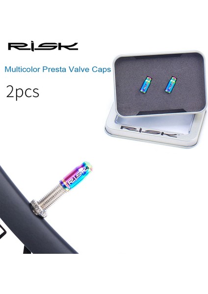 2 Adet Çoklu Presta Stili Titanium Alaşımlı Prestaschrader Valf Kapağı ve Somun Bisiklet Lastik Dönüşüm Gaz Toz Kapağı (Yurt Dışından)