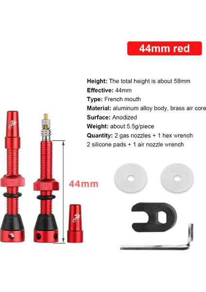 Kırmızı 44MM Stili 2 Adet Bisiklet Tüpsüz Karbon Jant Presta Valf mm Fv Ucu Pirinç Çekirdekli C Makineli Anodize Edilmiş Wtool ile Dağ/bisiklet Için (Yurt Dışından)