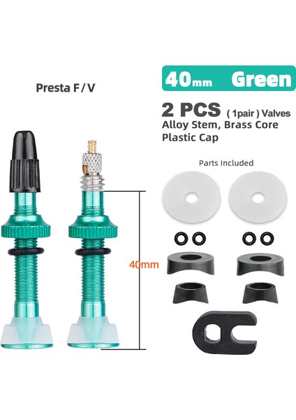 40 mm Alaşımlı Yeşil B Stili Deemount 1 Çift mm C Işlenmiş Presta Valf Mtb Yol Bisikleti Tubeless Lastikler Pirinç Çekirdekli (Yurt Dışından)