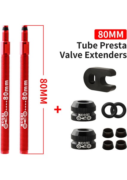 80MM Kırmızı Çıkarılabilir Stil Muqzı Resta Valve Extender Bisiklet Clincher Lastik Çıkarılabilir Valf Iç Lastik Uzatma Valfı ile Anahtar (Yurt Dışından)