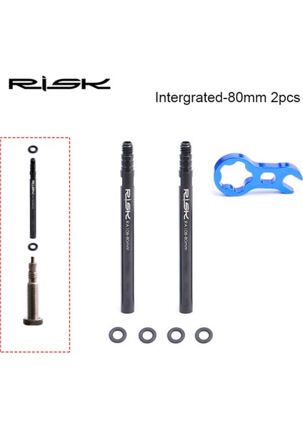 ENTEGRE-80MM 2 Adet Stil Entegre Çıkarılabilir Bisiklet Iç Lastik Vana Mili Presta Vana Uzatma Uzatma ile Çekirdek Anahtarı Alüminyum (Yurt Dışından)