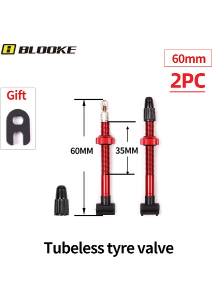 Kırmızı 60 mm Tarzı Blooke Bisiklet Tüpsüz Valf Presta Fv Kaplı Dağ Bisikleti Nipel Wtool Mtb Yol Bisikleti Alaşım Aksesuarları Için (Yurt Dışından)