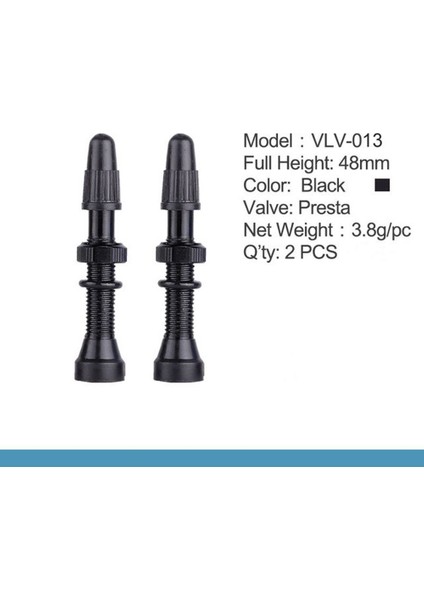 SIYAH-48MM Tarzı Yol Mtb Bisikleti Tüp Yok Lastikler Için Presta Valf Çifti - Alaşım Gövde Tüp Yok Contası Valf Kapağı (Yurt Dışından)