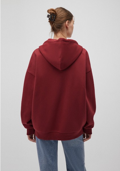 Kapüşonlu Fermuarlı Bordo Sweatshirt 1610221-85493 fırsatları