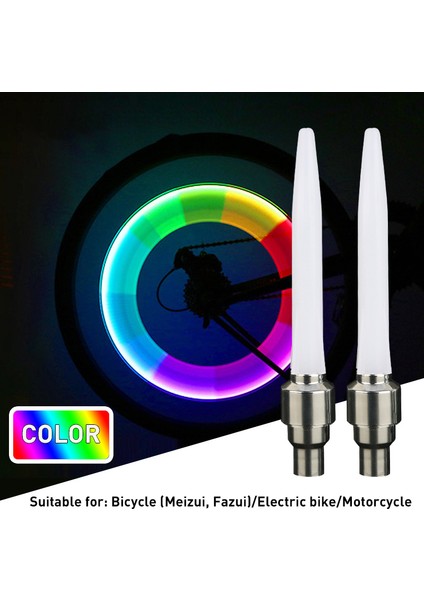 Renkli Stil 2 Adet Bisiklet Lastik Gaz Nozulu Işıklı Jant Çubuğu Valf Çekirdeği Bisiklet Aydınlatma Lastik Tekerlek Konuşlu LED Bisiklet Akıllı Spor Sensör Işığı (Yurt Dışından)