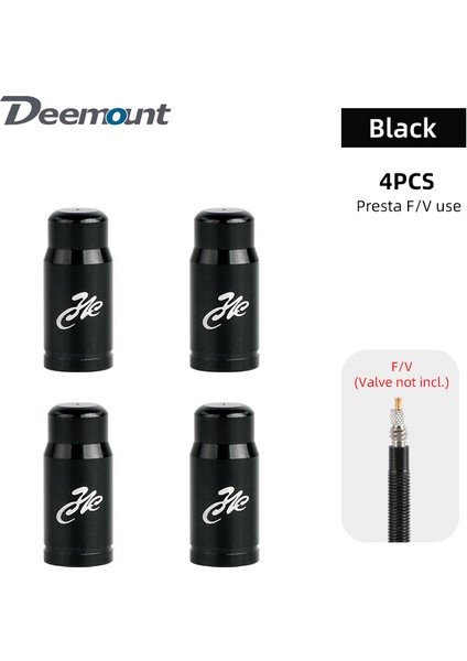 Presta Siyah 4 Adet Tarzı Deemount Bisiklet Valf Kapağı Opsiyonel Schrader Av Presta Fv C-Işlenmiş Alaşım Anodize Nipel Kapak Rustik Ücretsiz (Yurt Dışından)