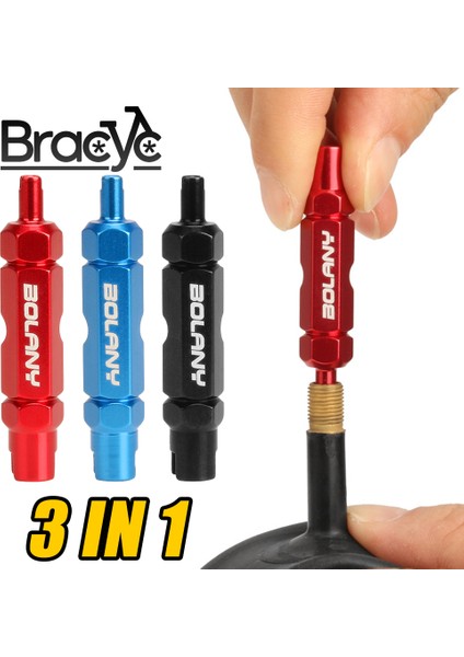 3 In 1 Kırmızı Tarzı Bisiklet Vana Çekirdeği Çıkarıcı Taşınabilir Lastik Nozulu Anahtarı Bisiklet Tamir Aracı Çok Fonksiyonlu Çıkarma Çift Başlı Sökme Anahtarı (Yurt Dışından)