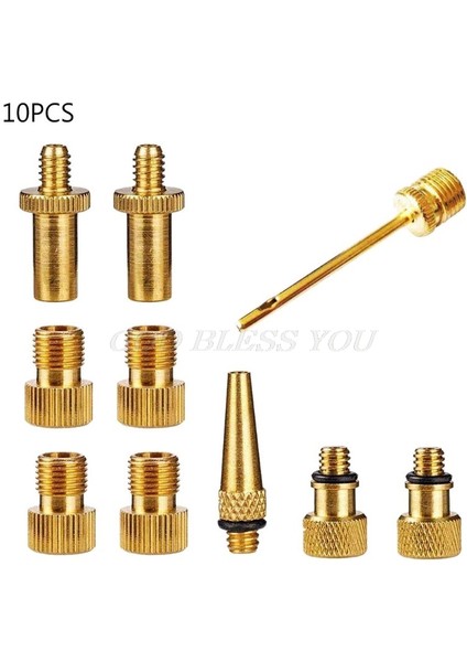 7HH402603-10 Stili Bisiklet Pirinç Presta ve Schrader Vana Adaptörü Lastik Vana Dönüştürücü Kiti Top Pompa Iğnesi Şişirme Cihazları ve Aksesuarları (Yurt Dışından)