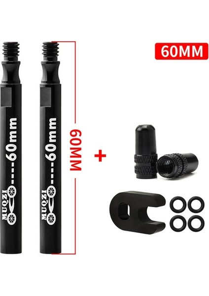 SIYAH60MM Tarzı 2 Adet Bisiklet Presta Valf Iç Lastik Uzatma Alüminyum Alaşımlı Boyut mm Mtb Yol Bisikleti Tüpüsüz Jant Valf Aksesuarları (Yurt Dışından)
