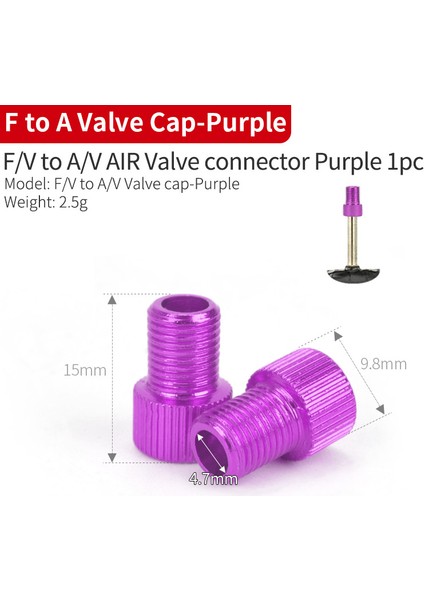 Bağlayıcı Mor 1 Adet Tarzı Jshou Bisiklet Schrader Sclaverand Presta Vana Kapakları Adaptörü Pompala Presta Tekerlekler Gaz Nozulu Boru Bisiklet Aksesuarları (Yurt Dışından)