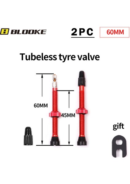 Kırmızı 60 mm Tarzı Bisiklet Tüpüsüz Valf Presta Fv Kap Core Dağ Nipel Wtool Için Mtb Yol Bisiklet Aksesuarları (Yurt Dışından)