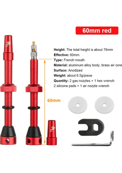 Kırmızı 60MM Tarzı 2 Adet Bisiklet Tüpsüz Karbon Jant Presta Valf mm Fv Ucu Pirinç Çekirdekli C Makineli Anodize Edilmiş Wtool ile Dağ/bisiklet Için (Yurt Dışından)