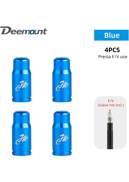 Presta Mavi 4 Adet Tarzı Deemount Bisiklet Valf Kapağı Opsiyonel Schrader Av Presta Fv C-Işlenmiş Alaşım Anodize Nipel Kapak Rustik Ücretsiz (Yurt Dışından)