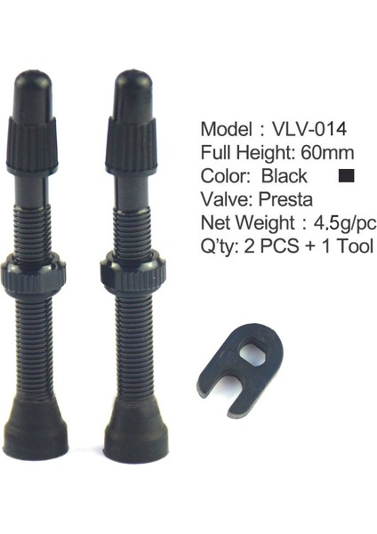 Siyah 60MM Tarzı Yol Mtb Bisiklet Tüpü Tüp Tüp Air Vana Kiti mm Pirinç Çekirdek Gövde Kapak Tüpsüz Conta Eşik Pedalı Bisiklet Presta Vana (Yurt Dışından)