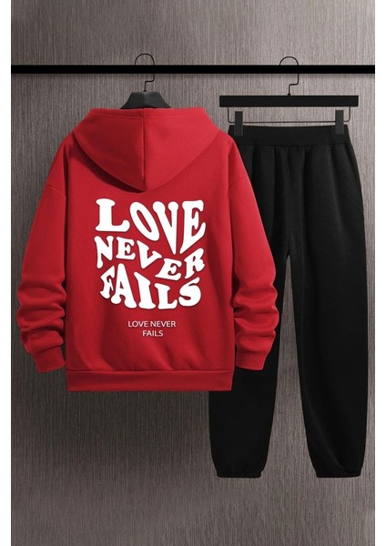 Uygun Tarz Unisex Love Never Fails Baskılı Eşofman Takımı
