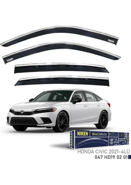 Honda Civic Fe1 Cam Rüzgarlığı 4lü Set Niken Kromlu 2021 ve Üstü