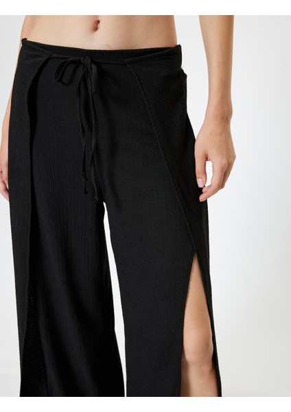 Oversize Pantolon Kruvaze Bağlama Detaylı Yırtmaçlı