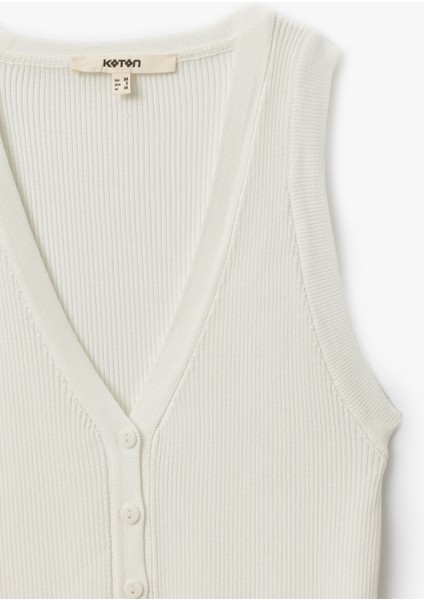 Düğmeli Kolsuz V Yaka Triko Yelek modelleri