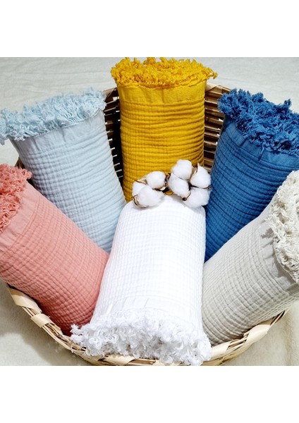 4 Katlı Bürümcük Müslin Püsküllü Battaniye 100 x 120 cm fırsatları