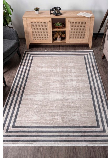 Elkenz 7562 Ekru Uzun Ömürlü Yumuşak Dokulu Salon Mutfak Koridor Oturma Odası Yolluk Halı