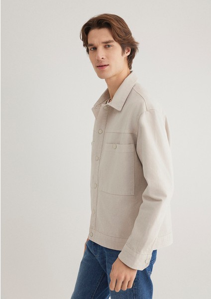 Cepli Ekru Denim Gömlek 0211406-70322 modelleri