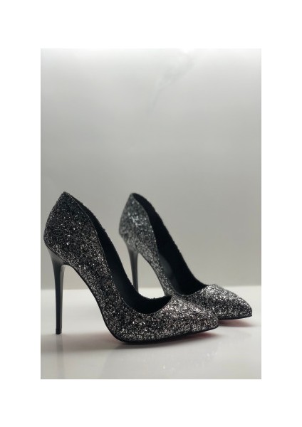 Siyah Gümüş Cam Kırığı Stiletto Topuklu Ayakkabı fiyatları