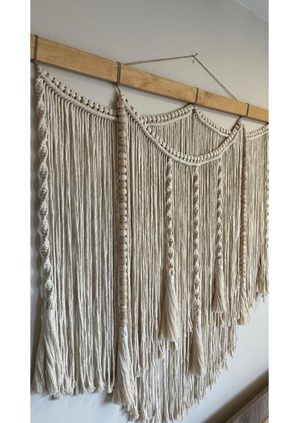 Şık Yatak Başlığı, Bohem Duvar Dekorasyonu 100 x 90 cm , Makrome Duvar Süsü, Büyük Makrome Lüks Tasarımı