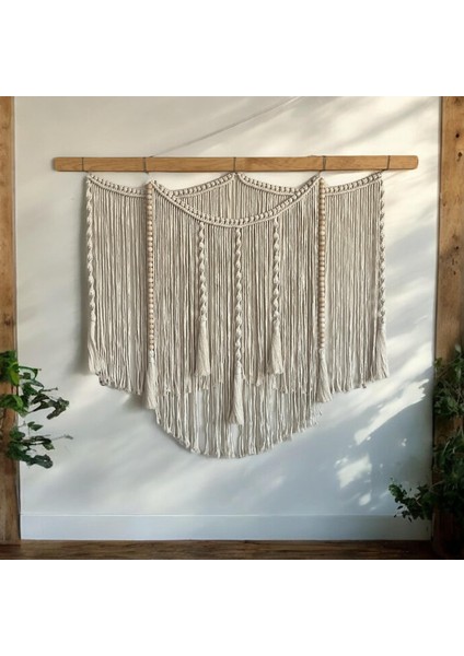 Şık Yatak Başlığı, Bohem Duvar Dekorasyonu 100 x 90 cm , Makrome Duvar Süsü, Büyük Makrome Lüks Tasarımı