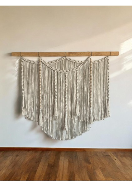 Şık Yatak Başlığı, Bohem Duvar Dekorasyonu 100 x 90 cm , Makrome Duvar Süsü, Büyük Makrome Lüks Tasarımı