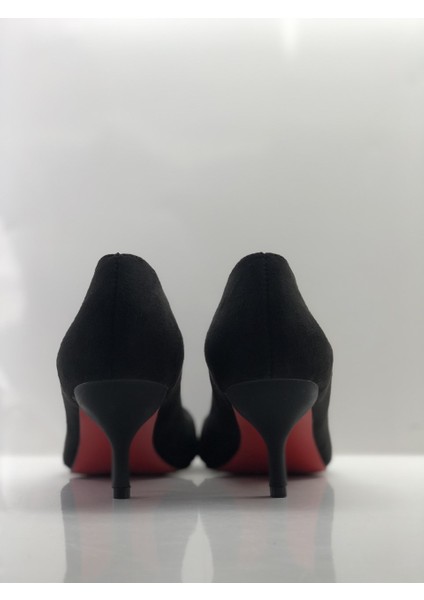 Siyah Süet Stiletto Topuklu Ayakkabı