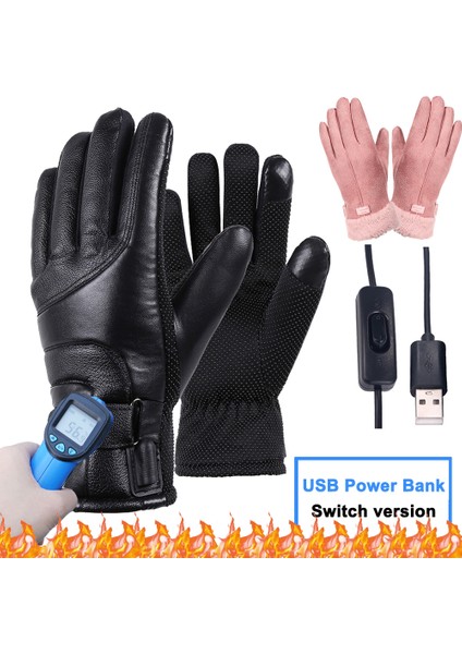 Pembe Tarzı USB Şarj Isıtma Eldivenleri Kış Elektrikli Isıtmalı Eldiven Tam Parmak Eldivenler Isıtıcı Eldiven Açma-Kapama Kış Sıcak Eldiven (Yurt Dışından) fiyatları