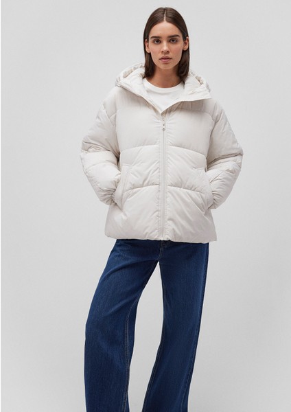 Kapüşonlu Beyaz Şişme Mont 1110199-83746 fiyatları
