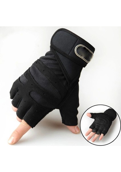 Siyah Stil M Boyutu Yarım Parmak Bisiklet Eldiveni Bisiklet Motosikletçi Eldiveni Spor Salonu Eğitimi Spor Halter Spor Parmaksız Kadın Erkek Spor Eldiven (Yurt Dışından)
