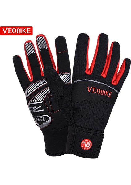 BG103SIYAH Stil Xl Boyutu Veobike Dokunmatik Ekran Bisiklet Eldiveni Tam Parmak Kalın Polar Motosiklet Mtb Bisiklet Eldiven Bisiklet Eldiveni Kadın Guantes Ciclismo (Yurt Dışından)