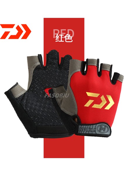 Kırmızı Stil M Boyutu Yeni Daiwa Balıkçılık Eldiven Hızlı Kuru Yarım Parmak Balıkçılık Eldiven Nefes Avcılık Kaymaz Açık Kamp Bisiklet Spor Eldiven (Yurt Dışından)