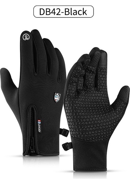 DB42-SIYAH Tarzı S Beden Kış Su Geçirmez Bisiklet Eldiveni Erkekler Motosiklet Siyah Sıcak Tam Parmak Dokunmatik Ekran Eldiveni Mtb Bisiklet Açık Kayak Sürme (Yurt Dışından)