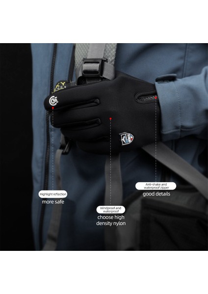 DB42-SIYAH Tarzı S Beden Kış Su Geçirmez Bisiklet Eldiveni Erkekler Motosiklet Siyah Sıcak Tam Parmak Dokunmatik Ekran Eldiveni Mtb Bisiklet Açık Kayak Sürme (Yurt Dışından) modelleri