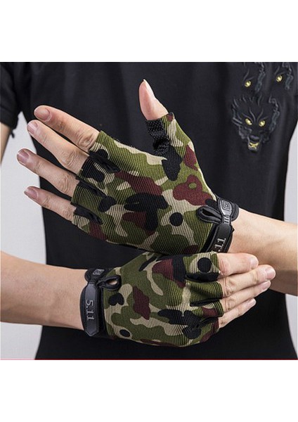 Kamuflaj Stili L Boyutu Erkekler Kamuflaj Taktik Eldiven Açık Spor Bisiklet Yarım Parmak Kaymaz Şok Emici Spor Parmaksız Eldivenler Isıtıcı (Yurt Dışından) modelleri