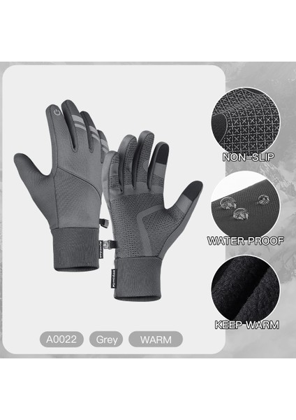 A0022-GY Tarzı M Boyutu Kyncilor Kış Eldiven Termal Polar Eldiven Nemli Yerleşimler Su Geçirmez Dokunmatik Ekran Açık Spor Eldiven Koşu Bisiklet Eldiveni (Yurt Dışından)