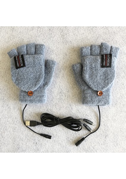 Mavi Stil USB Elektrikli Isıtmalı Eldiven Bisiklet Kayak Kış Isıtmalı Cabrio Parmaksız Eldiven Örme Eldivenler Kadınlar ve Erkekler Için Gants (Yurt Dışından)