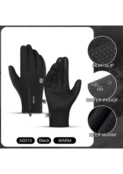A0015-BK Tarzı S Beden Kış Sıcak Bisiklet Bisiklet Eldiveni Unisex Dokunmatik Ekran Bisiklet Açık Spor Kayak Kamp Yürüyüş Motosiklet Eldivenleri Tam Parmak (Yurt Dışından)