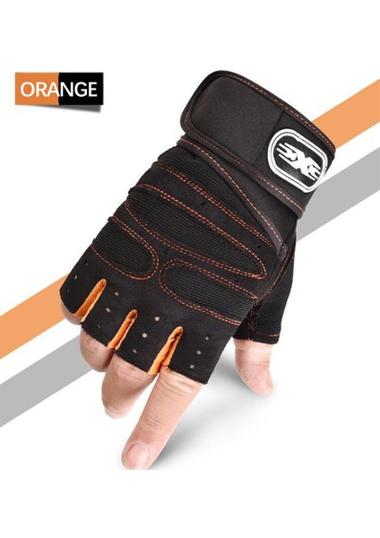 Turuncu-Siyah Tarzı L Boyutu Spor Salonu Eldiveni Spor Ağırlık Kaldırma Eldiveni (Yurt Dışından)