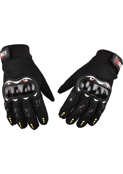 Siyah Stil Nefes Koruyucu Bisiklet Motosiklet Tam Parmak Eldiven Açık Spor Taktik Eldiven Sürme Sert Kabuk Yarım Parmak Eldiven (Yurt Dışından)