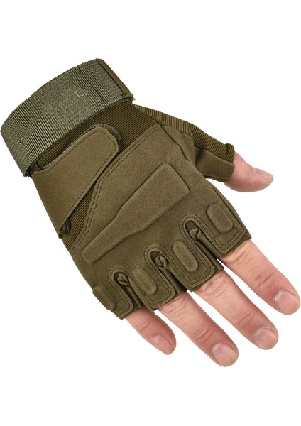Yeşil Stil Xl Boyutu Erkekler Yarım Parmak Taktik Eldiven Dağcılık Fitness Eğitimi Koruma Ordu Açık Spor Çekim Bisiklet Antiskid Eldiven (Yurt Dışından)